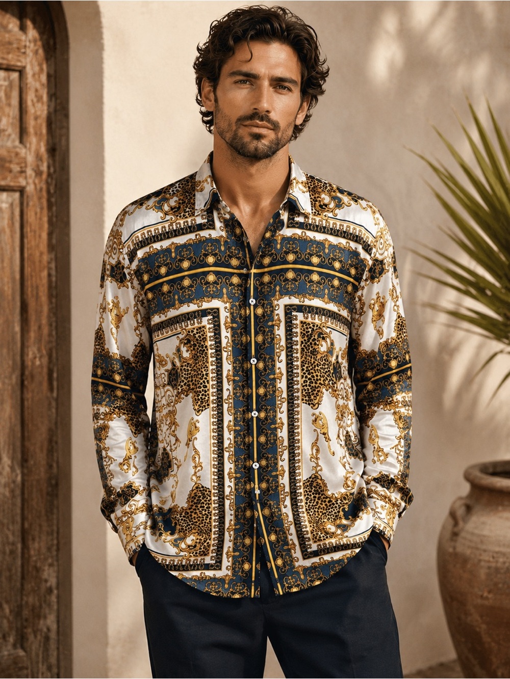 Zara Wild Printed Baroque Button Down Shirt